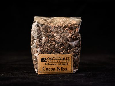 a bag of premium roasted cocoa nibs
